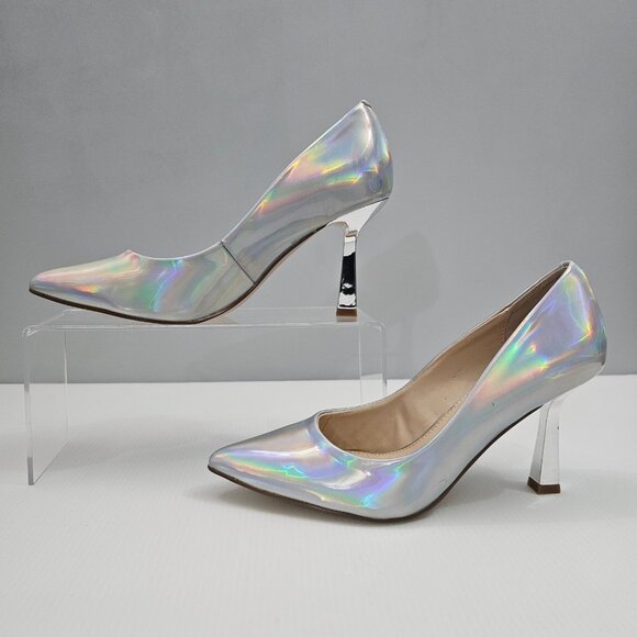 NEW Steve Madden Salza Pumps Womens 6 Iridescent Metallic Pointed Toe Stiletto - Picture 2 of 15